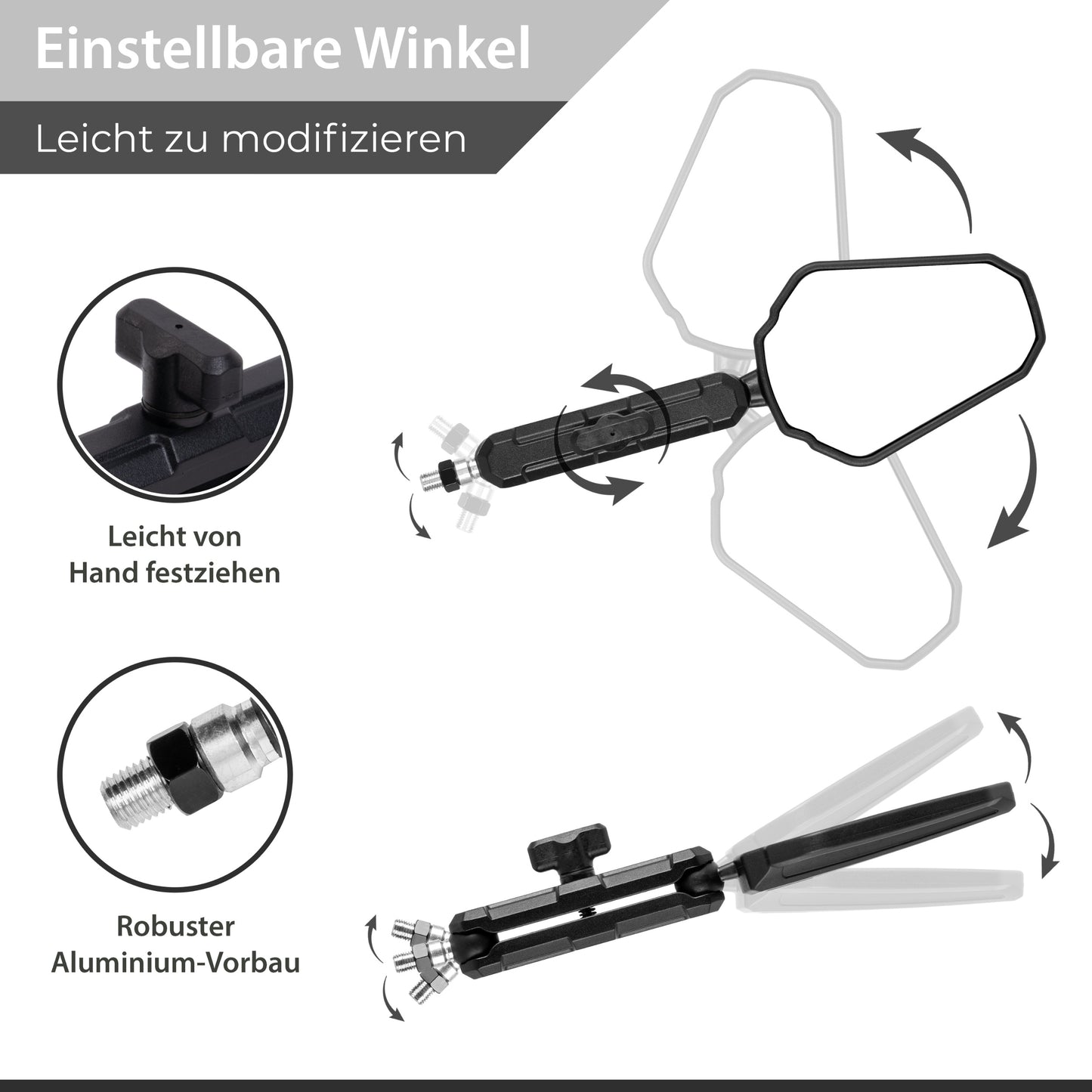 Universal 360 Motorrad Spiegel mit E-Prüfzeichen – Ideal für Enduro