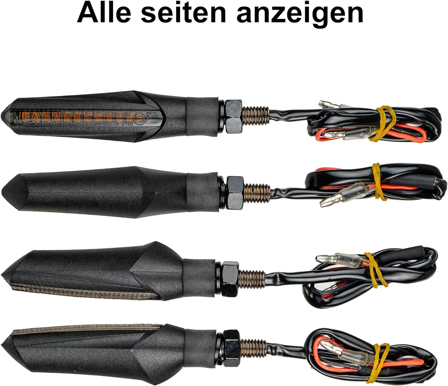 E Mark Led Motorrad Laufeffekt Blinker Lauflicht Sequentiell Schwarz Universal Quad ATV Lauflichtblinker Super Optik und Schön Hell Wasserprüf IP67 E Prüfzeichen EAN-Nummer 4262397090248