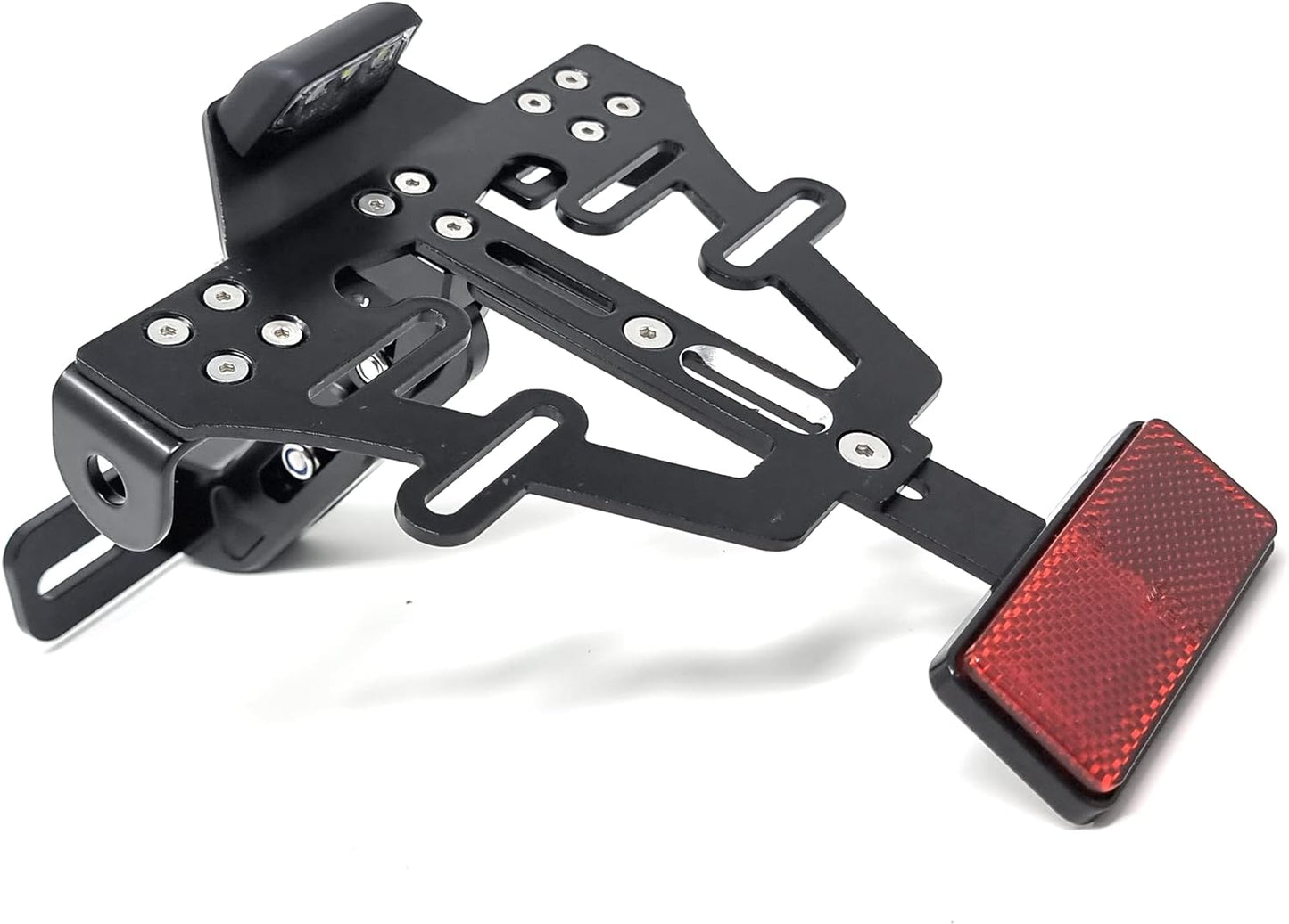 Universal Motorrad Kennzeichenhalter mit Beleuchtung Kennzeichenhalterung mit Reflektoren und Kennzeichenbeleuchtung E-geprüft Nummernschildhalter