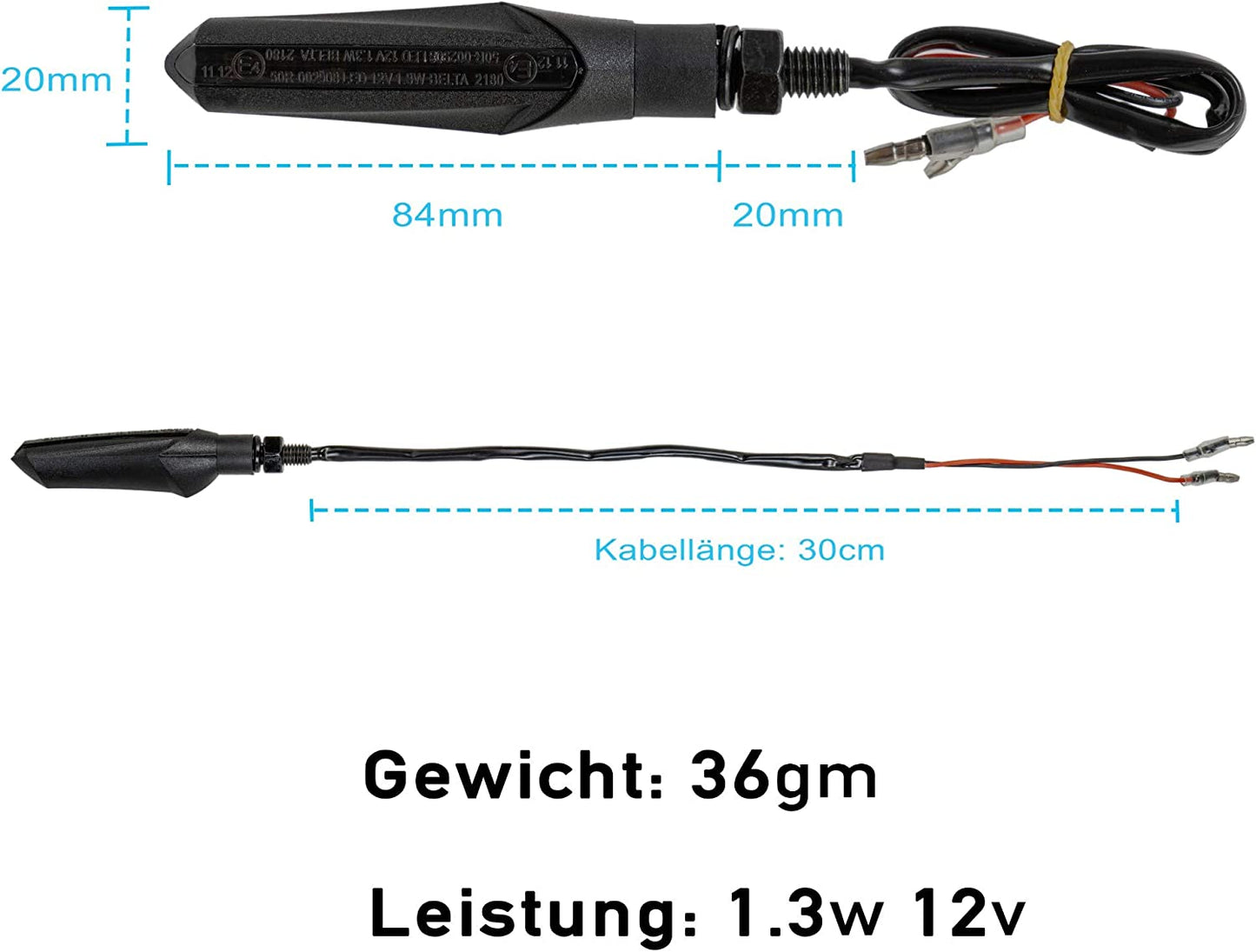 4 Stück E-Mark Motorrad LED Blinker mit Lauflicht Laufeffekt Quad ATV Roller Miniblinker