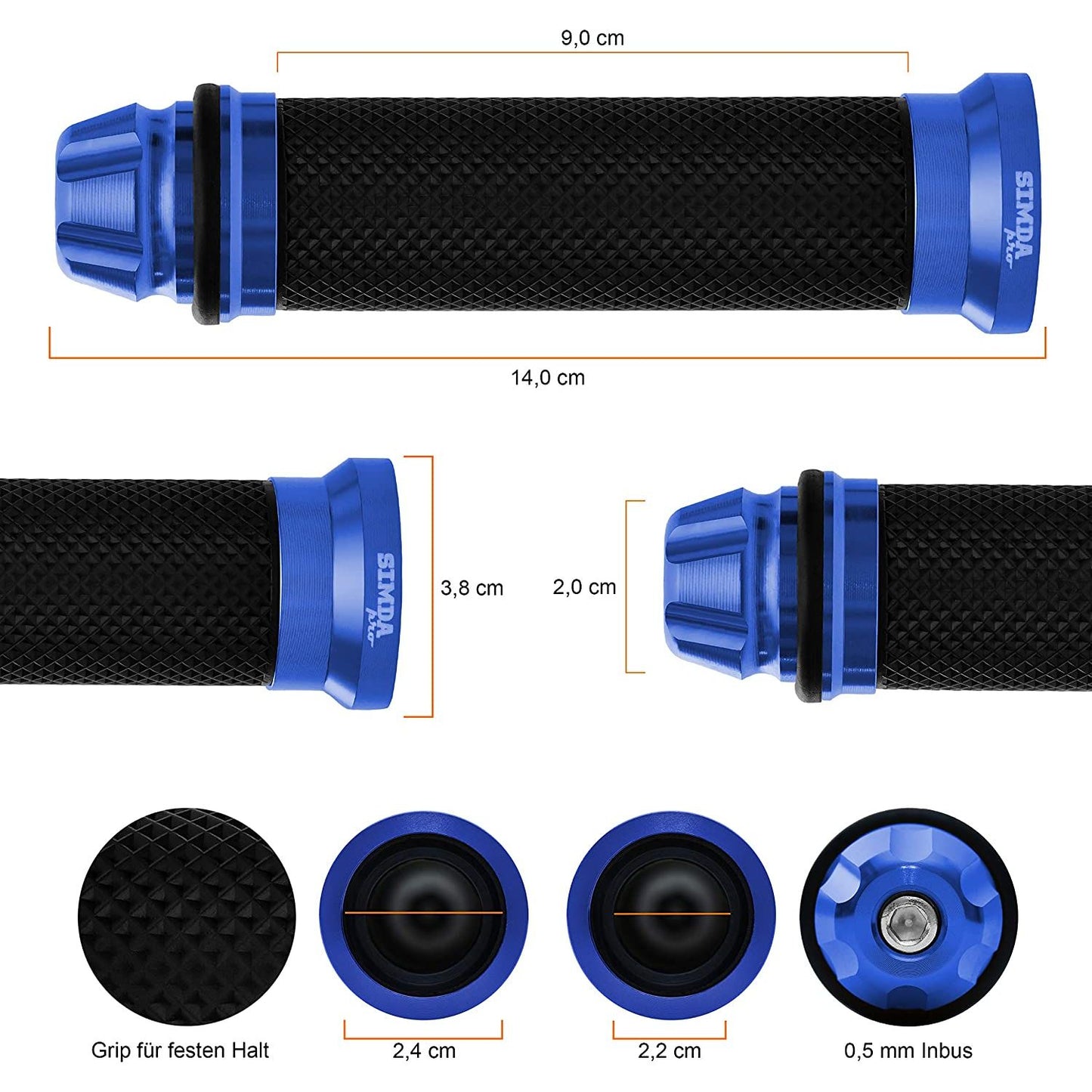 Motorrad Roller Lenkergriffe Griff Aluminium Griffgummis 22/24mm