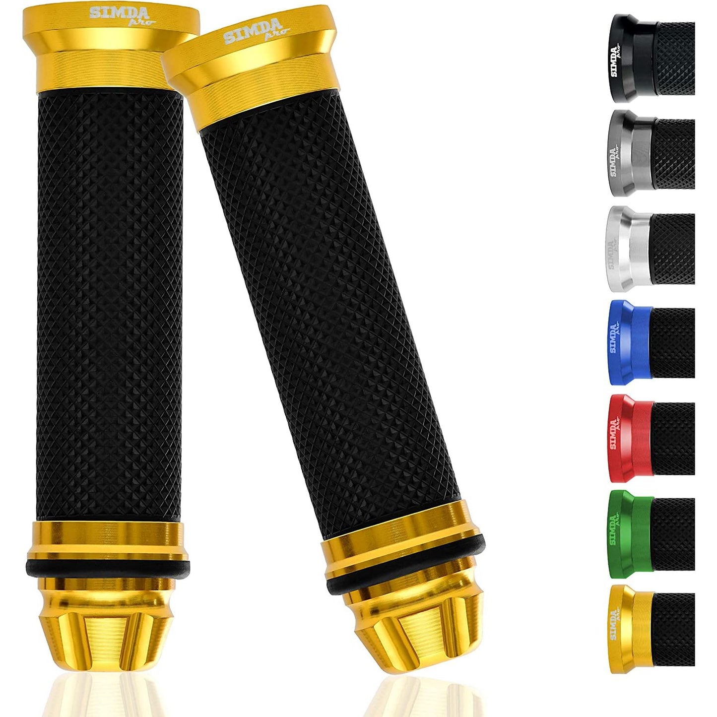 Motorrad Roller Lenkergriffe Griff Aluminium Griffgummis 22/24mm Gold EAN 4262397090309