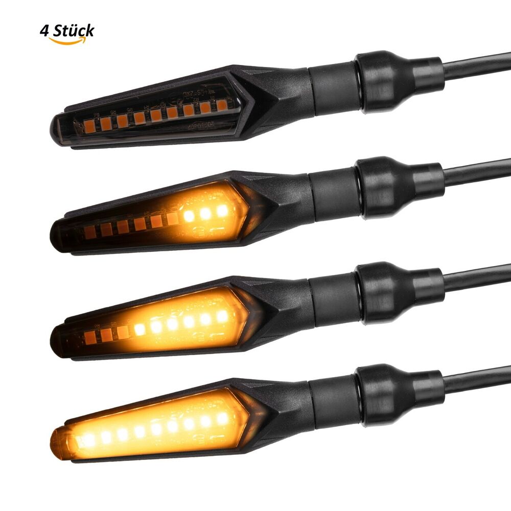 E-Mark Motorrad LED Blinker mit Lauflicht Laufeffekt Quad ATV Roller Miniblinker