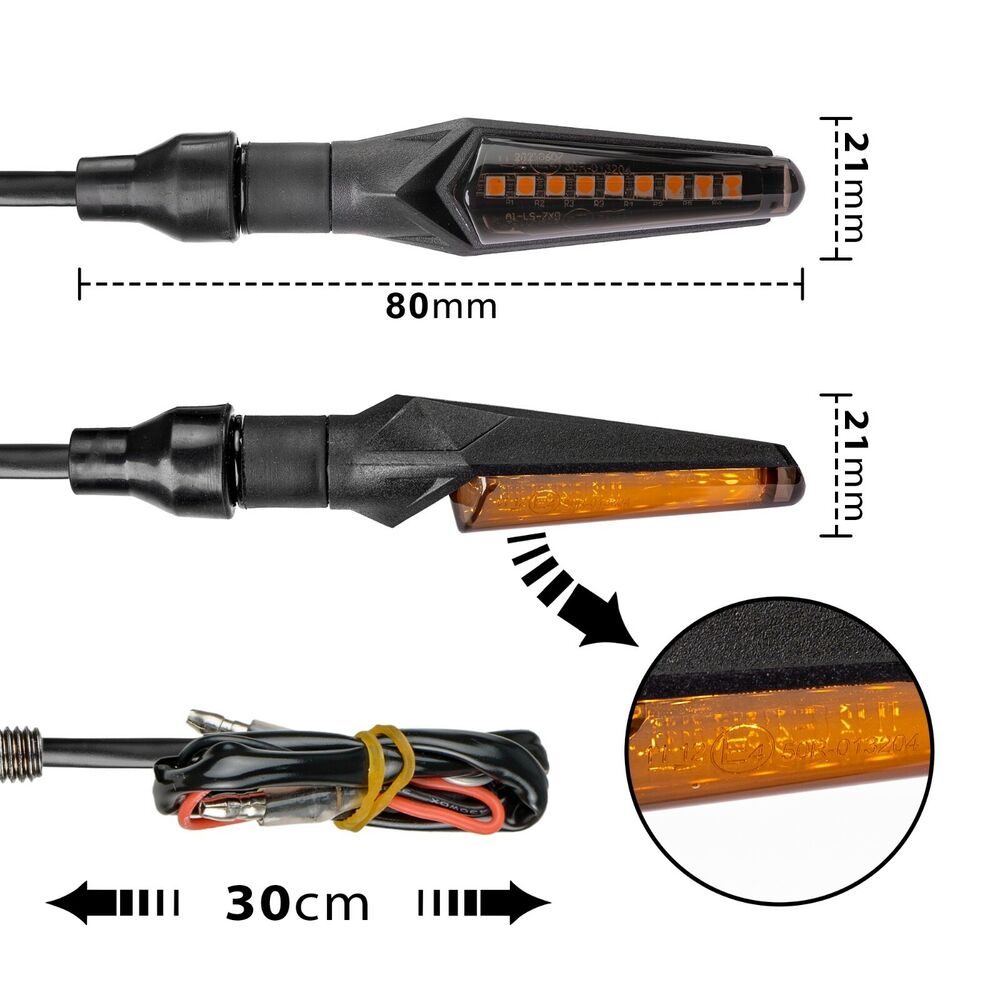 E-Mark Motorrad LED Blinker mit Lauflicht Laufeffekt Quad ATV Roller Miniblinker