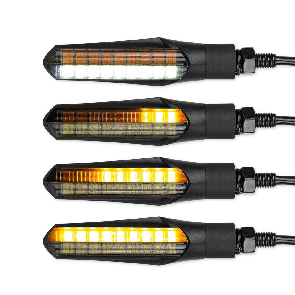 Motorrad LED Blinker mit Tagfahrlicht Laufeffekt Quad Roller Miniblinker