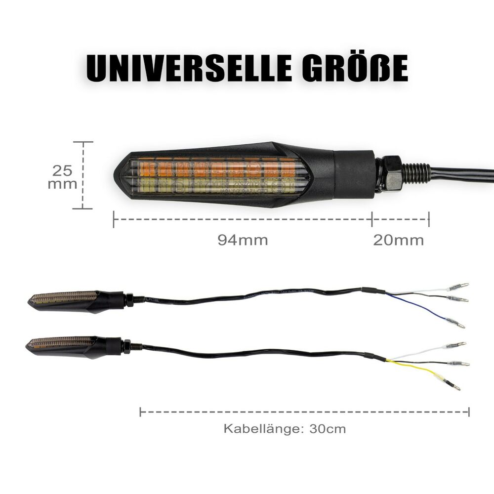 Motorrad LED Blinker mit Tagfahrlicht Laufeffekt Quad Roller Miniblinker