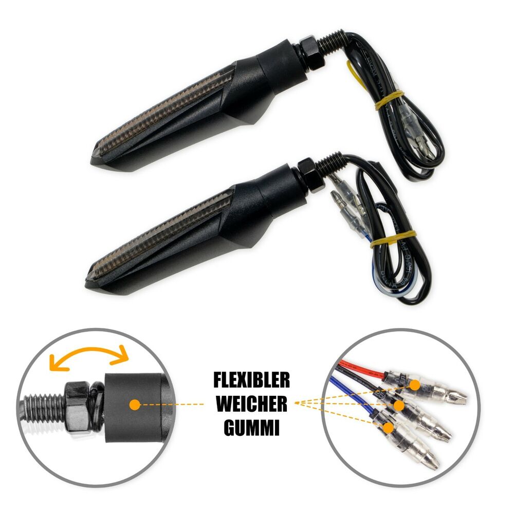 Motorrad LED Blinker mit Tagfahrlicht Laufeffekt Quad Roller Miniblinker