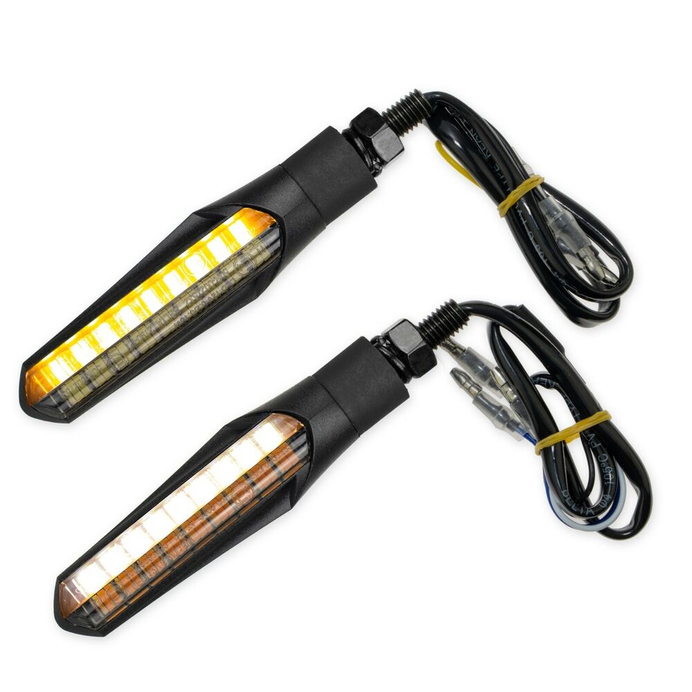 Motorrad LED Blinker mit Tagfahrlicht Laufeffekt Quad Roller Miniblinker