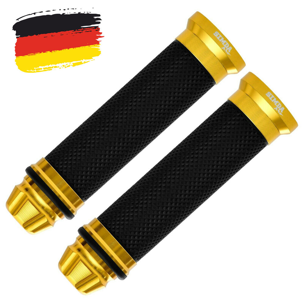 Motorrad Roller Lenkergriffe Griff Aluminium Griffgummis 22/24mm Gold EAN 4262397090309
