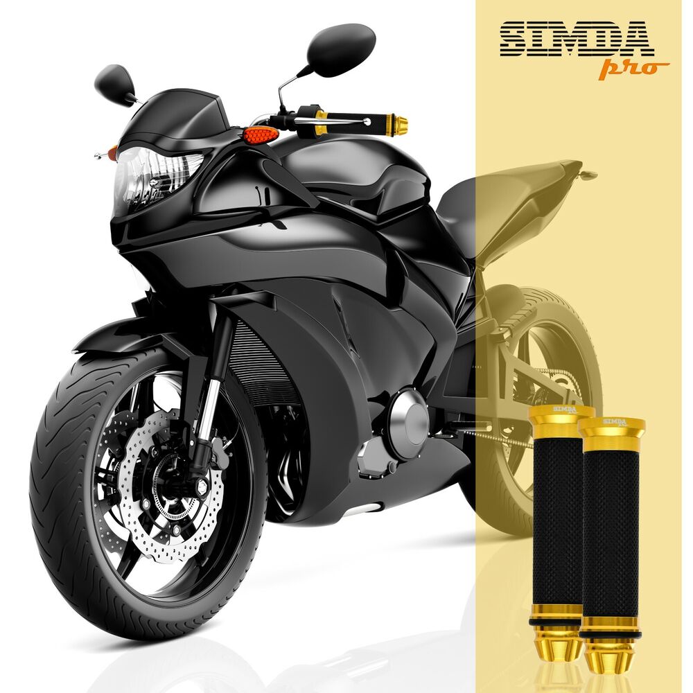 Motorrad Roller Lenkergriffe Griff Aluminium Griffgummis 22/24mm Gold EAN 4262397090309