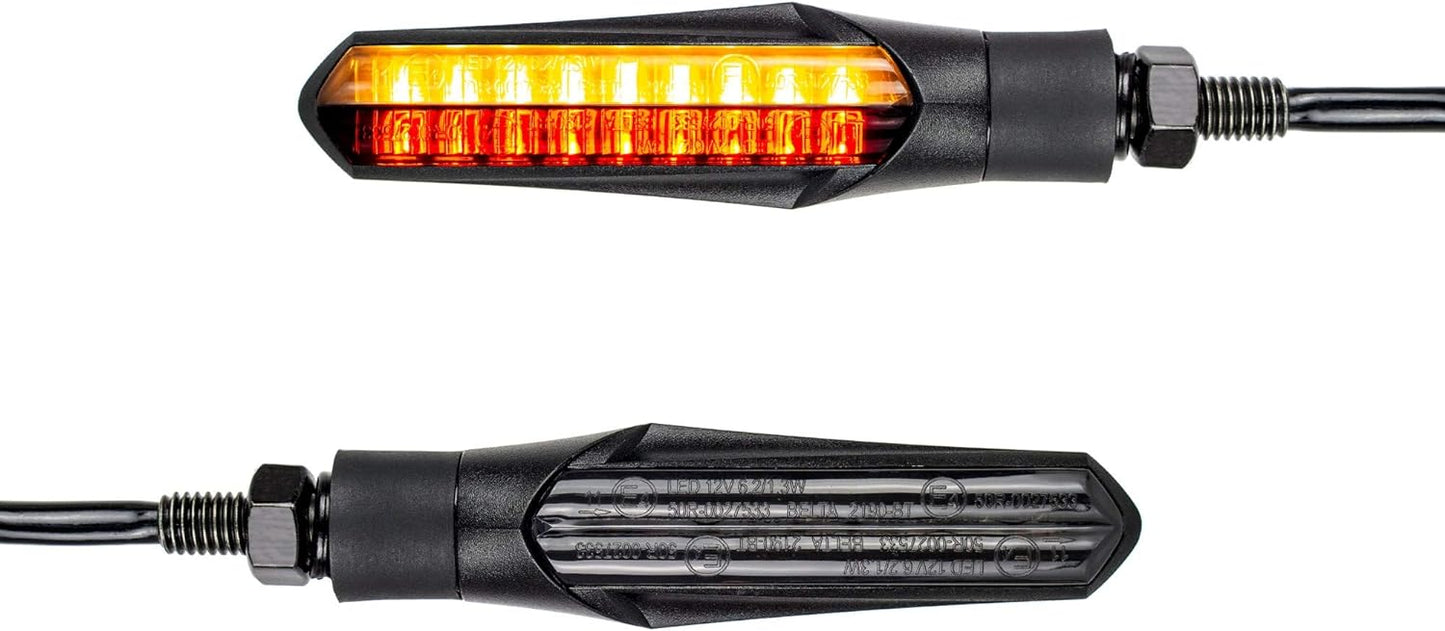 E Mark Led Motorrad Laufeffekt Blinker mit Bremslicht Lauflicht Sequentiell Schwarz Universal