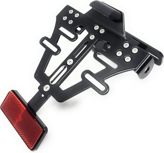Universal Motorrad Kennzeichenhalter mit Beleuchtung Kennzeichenhalterung mit Reflektoren und Kennzeichenbeleuchtung E-geprüft Nummernschildhalter