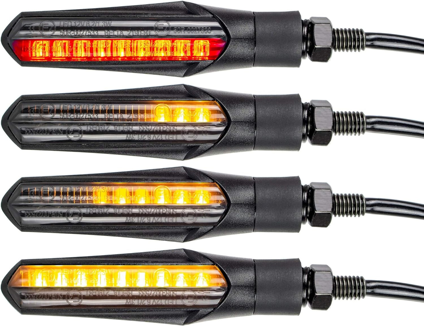 E Mark Led Motorrad Laufeffekt Blinker mit Bremslicht Lauflicht Sequentiell Schwarz Universal