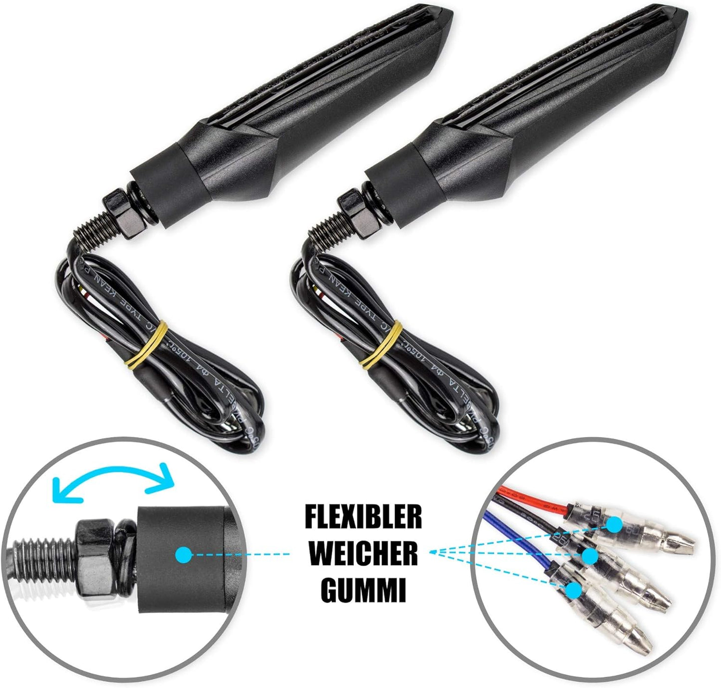 E Mark Led Motorrad Laufeffekt Blinker mit Bremslicht Lauflicht Sequentiell Schwarz Universal