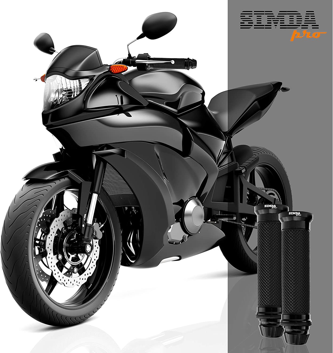 Motorrad Roller Lenkergriffe Griff Aluminium Griffgummis 22/24mm Schwarz