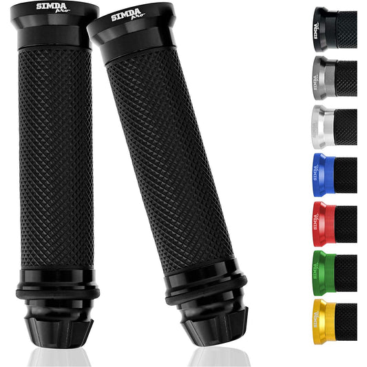 Motorrad Roller Lenkergriffe Griff Aluminium Griffgummis 22/24mm Schwarz