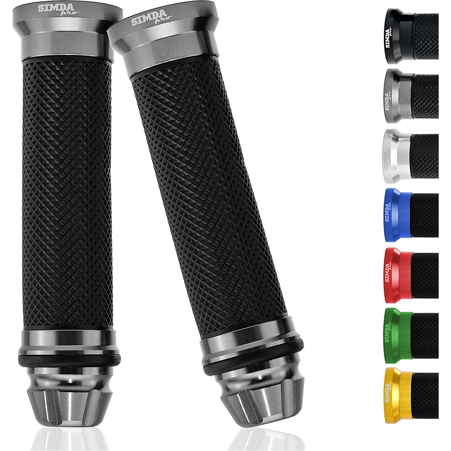 Motorcycle Scooter Handlebar Grips Handle Aluminum Rubber Grips 22/24mm Grey Titanium 