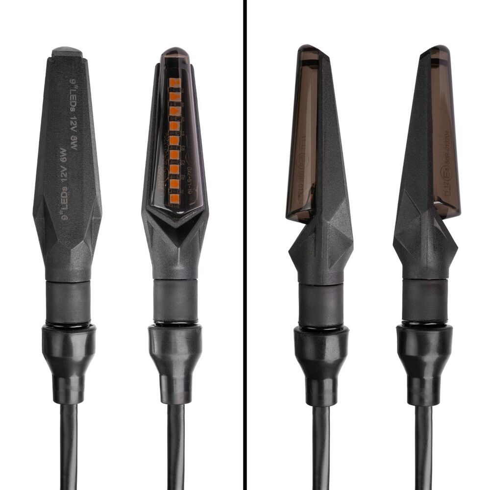 Intermitentes LED para motocicleta con marca E y efecto de luz de marcha, miniintermitentes para quad, ATV y scooter. 